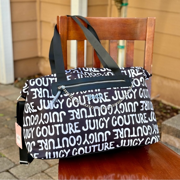 Juicy Couture Black White Chain Up Overnighter - NWT - Picture 1 of 10